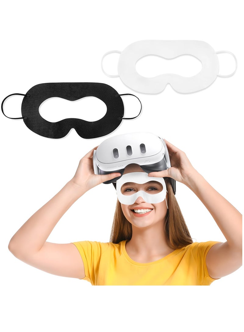 100-عبوة أغطية وجه VR القابلة للتخلص، أقنعة حماية العرق متوافقة مع Meta Quest 3 و Quest 2 و Apple Vision Pro - وسادات واجهة الوجه باللونين الأسود والأبيض - Image 1